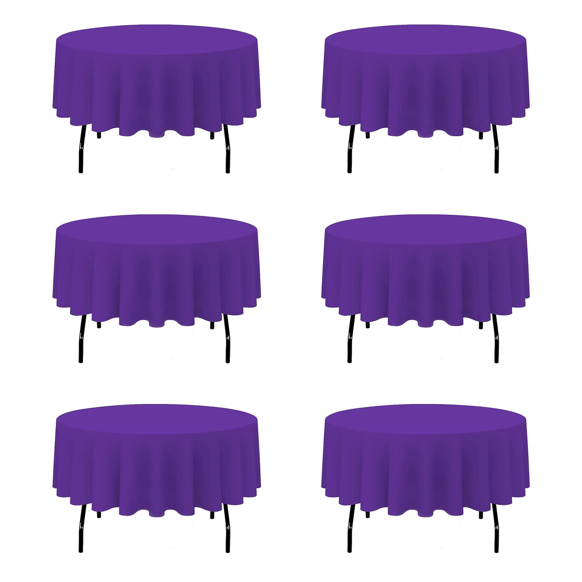 BRILLMAX 6 Pack Navy Blue Round Tablecloths 120 Inch for 60" Tables