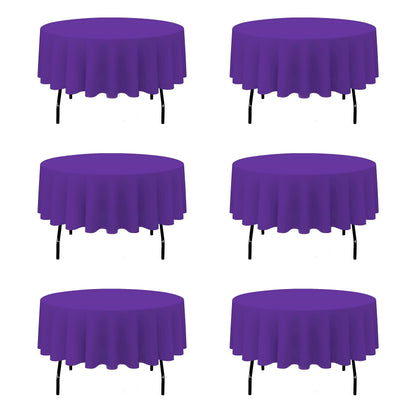 BRILLMAX 6 Pack Navy Blue Round Tablecloths 120 Inch for 60" Tables
