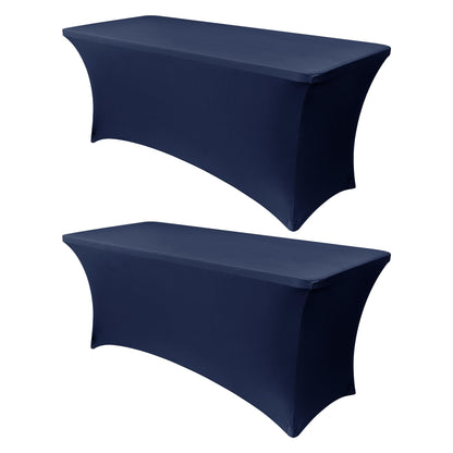 Obstal 6ft Stretch Black Spandex Table Cloth 2 Pack for Folding Tables