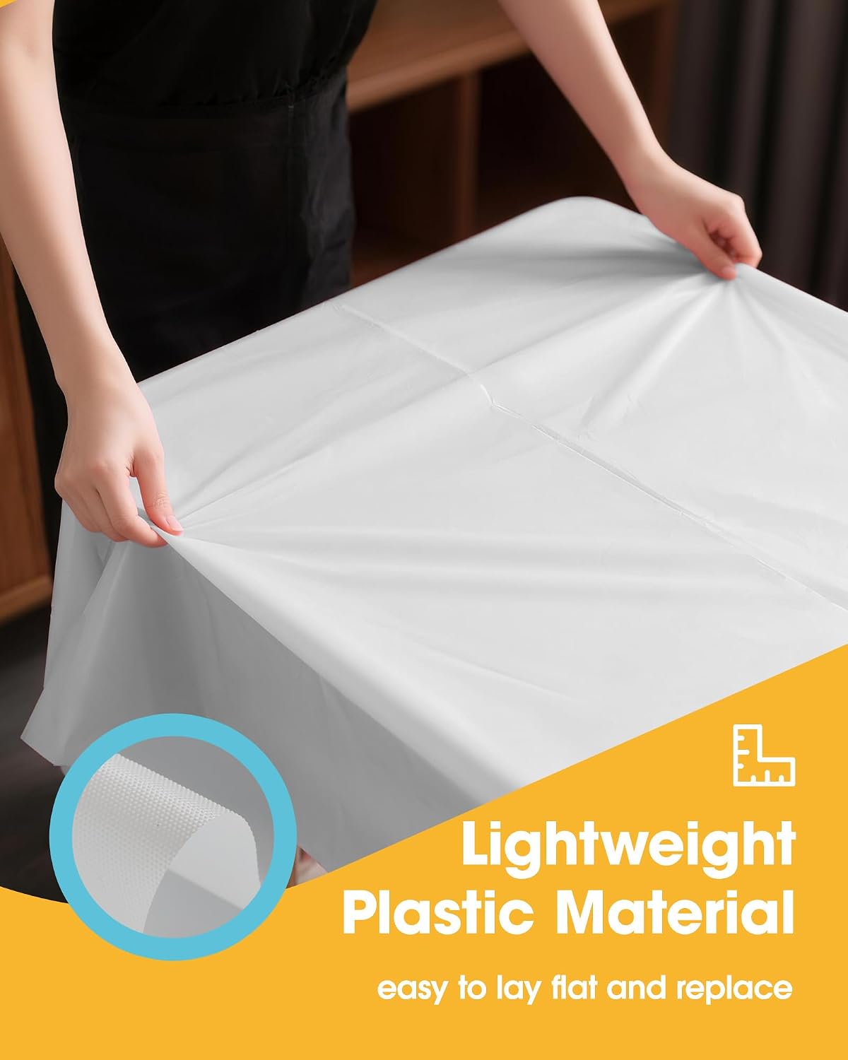 Niuara White Plastic Table Cloth - 30 Pack 54" × 108" Rectangle Disposable Tablecloths for 6FT Tables, Waterproof Table Cover for Party, Holiday & Gathering Use