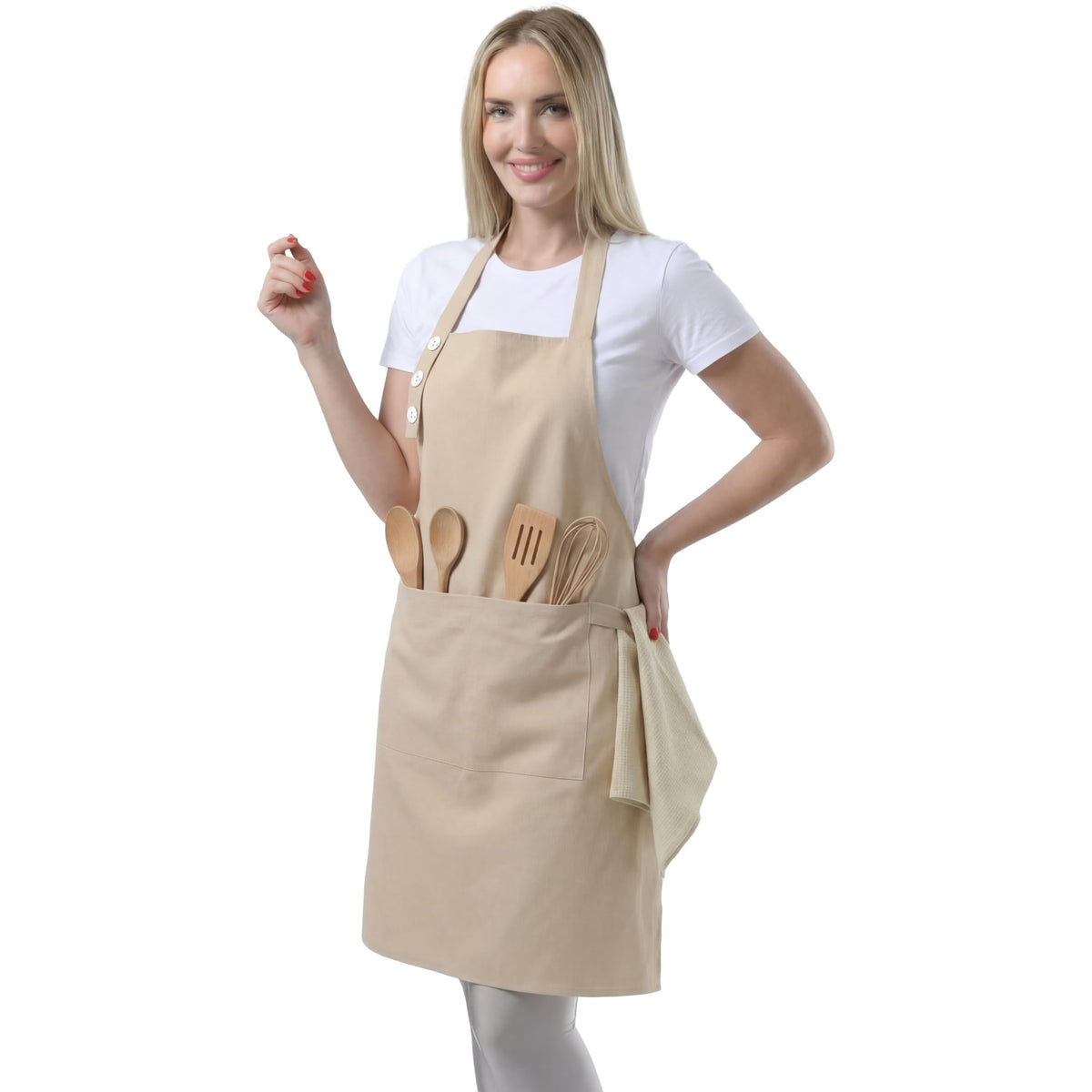 TOSHE Kitchen Apron for Women & Men Waterdrop Resistant, Adjustable Button