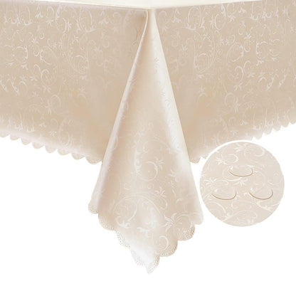 Romanstile Waterproof Vinyl Tablecloth Rectangle, 60 x 84 Inch, Rose Beige