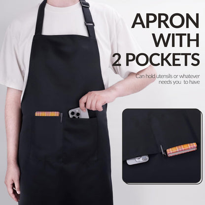 Large Chef Apron for Men and Women, Cooking Kitchen Aprons with 2 Large Pockets Water Oil Resistant