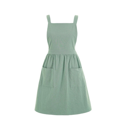 Pinknoke Cute Cotton Pinafore Aprons for Women with Pockets for Kitchen