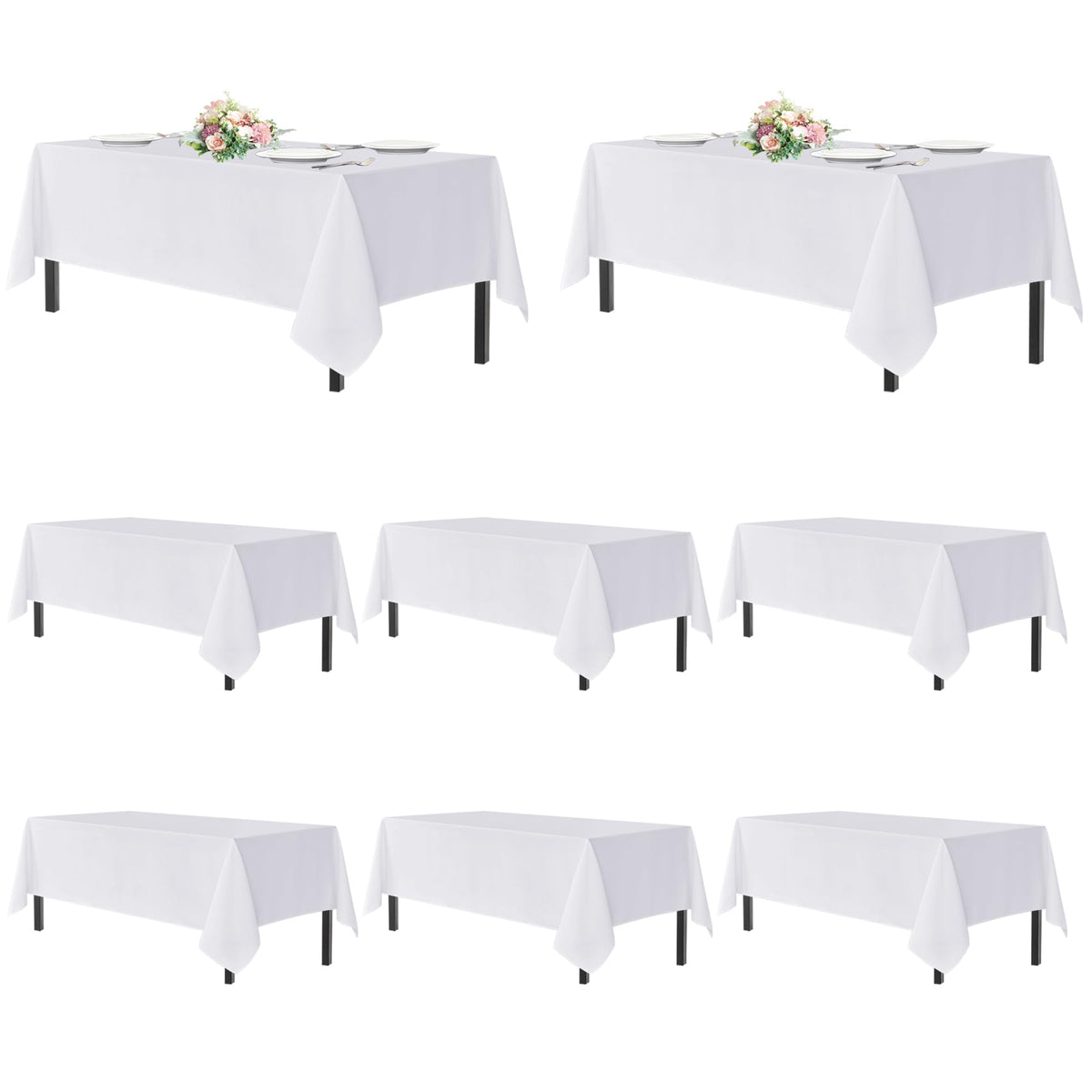 sancua 2 Pack Black Tablecloths 60x102 Inch for 6 Feet Rectangle Tables