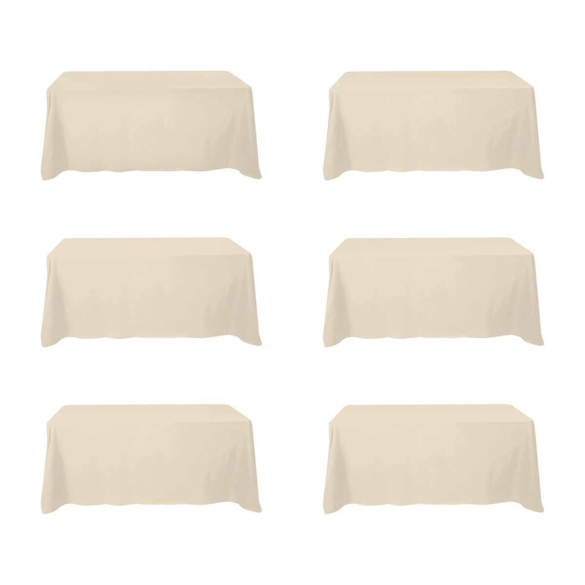 BRILLMAX 6 Pack Ivory Tablecloths 60x102 Inch for 6ft Rectangle Tables