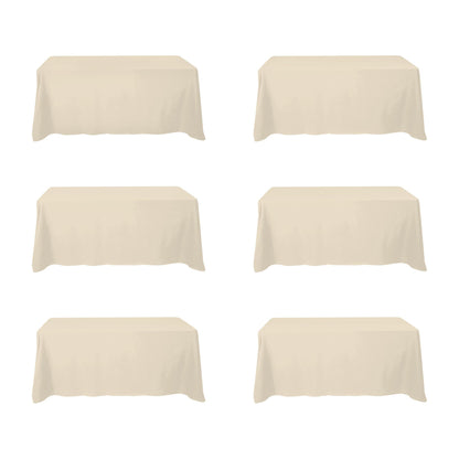 BRILLMAX 6 Pack Ivory Tablecloths 60x102 Inch for 6ft Rectangle Tables