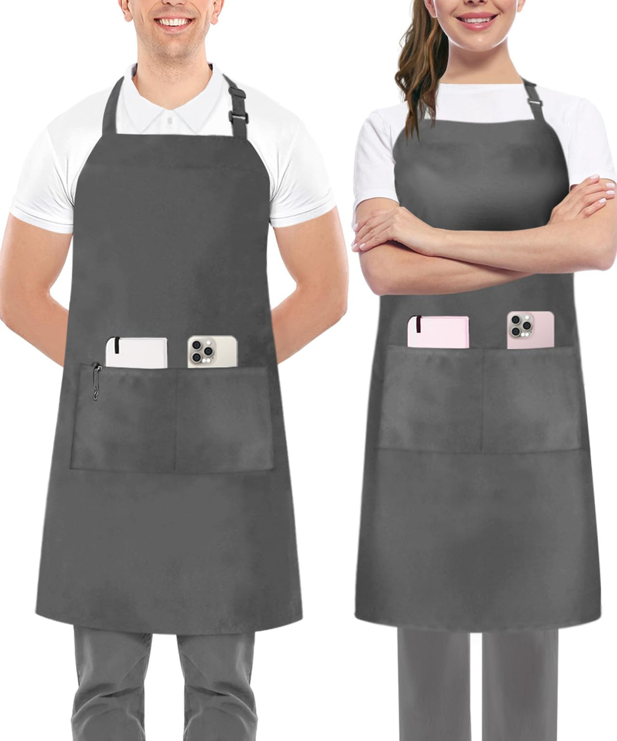 Utopia Kitchen Bib Aprons 2 Pack Adjustable With 2 Pockets 100% Polyester