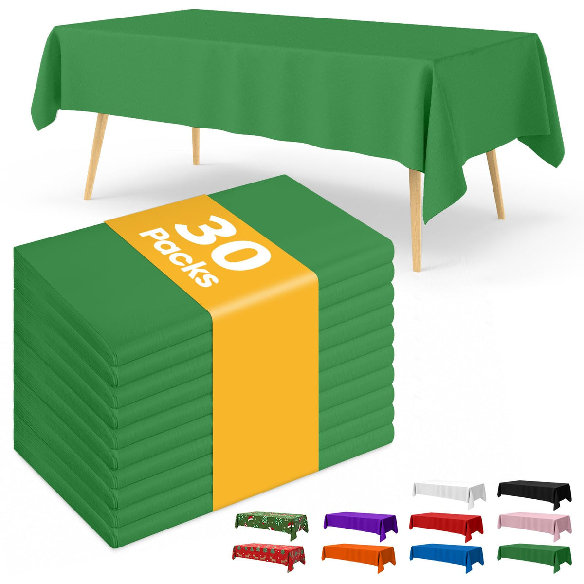 Niuara White Plastic Table Cloth - 30 Pack 54" × 108" Rectangle Disposable Tablecloths for 6FT Tables, Waterproof Table Cover for Party, Holiday & Gathering Use