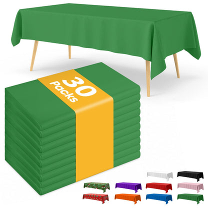 Niuara White Plastic Table Cloth - 30 Pack 54" × 108" Rectangle Disposable Tablecloths for 6FT Tables, Waterproof Table Cover for Party, Holiday & Gathering Use