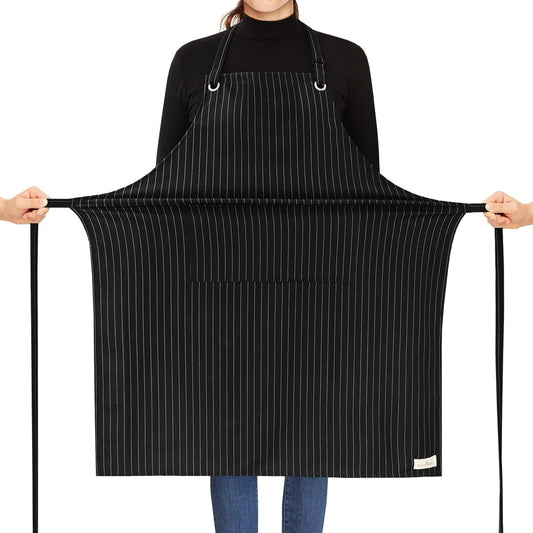 ROTANET Stripe Stretch Apron Chef Aprons for Men with 2 Pockets Waterproof