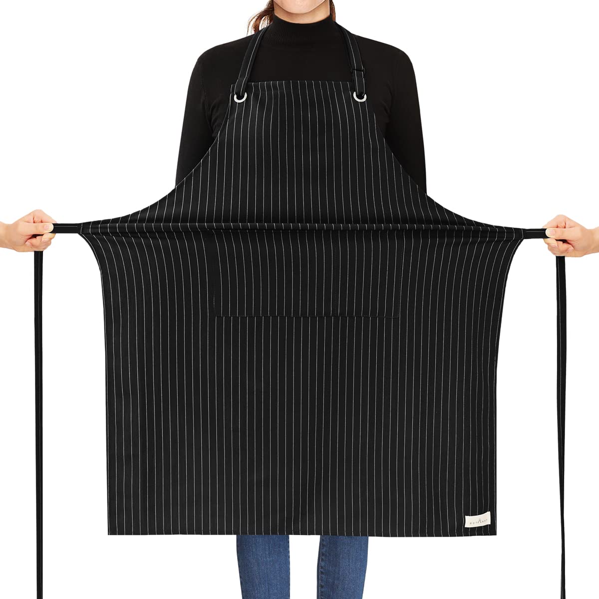 ROTANET Stripe Stretch Apron Chef Aprons for Men with 2 Pockets Waterproof