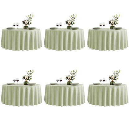 VidaFete 6 Pack 120inch Round Tablecloth Polyester Table Cloth, White