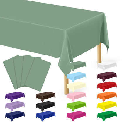 QZYL 4 Packs White Plastic Tablecloth, Large Sturdy Disposable Table Cloth