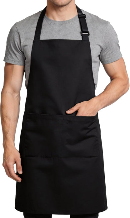 Large Chef Apron for Men and Women, Cooking Kitchen Aprons with 2 Large Pockets Water Oil Resistant
