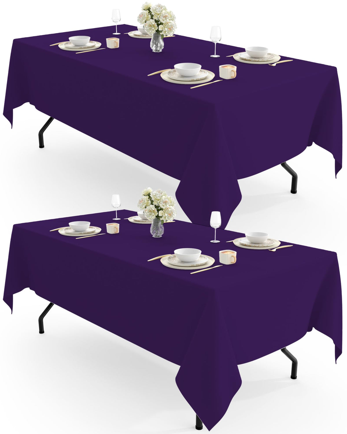 Pureegg Polyester Tablecloth 60" x 102" Reusable Washable 2 Pack Black