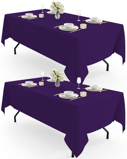 Pureegg Polyester Tablecloth 60" x 102" Reusable Washable 2 Pack Black