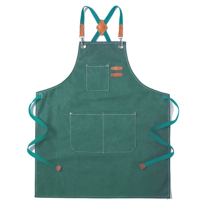 Tosewever Canvas Cross Back Chef Cotton Aprons for Men Women with Large Pockets