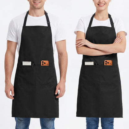 BOHARERS Waist Apron with 3 Pockets - Black Waitress Waiter Server Short Aprons