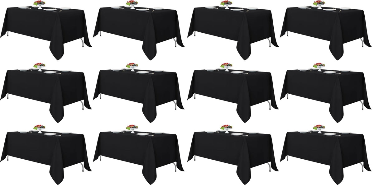 Fitable 6 Pack Black Tablecloths 70x120 Inch for 6-8 Ft Rectangle Tables