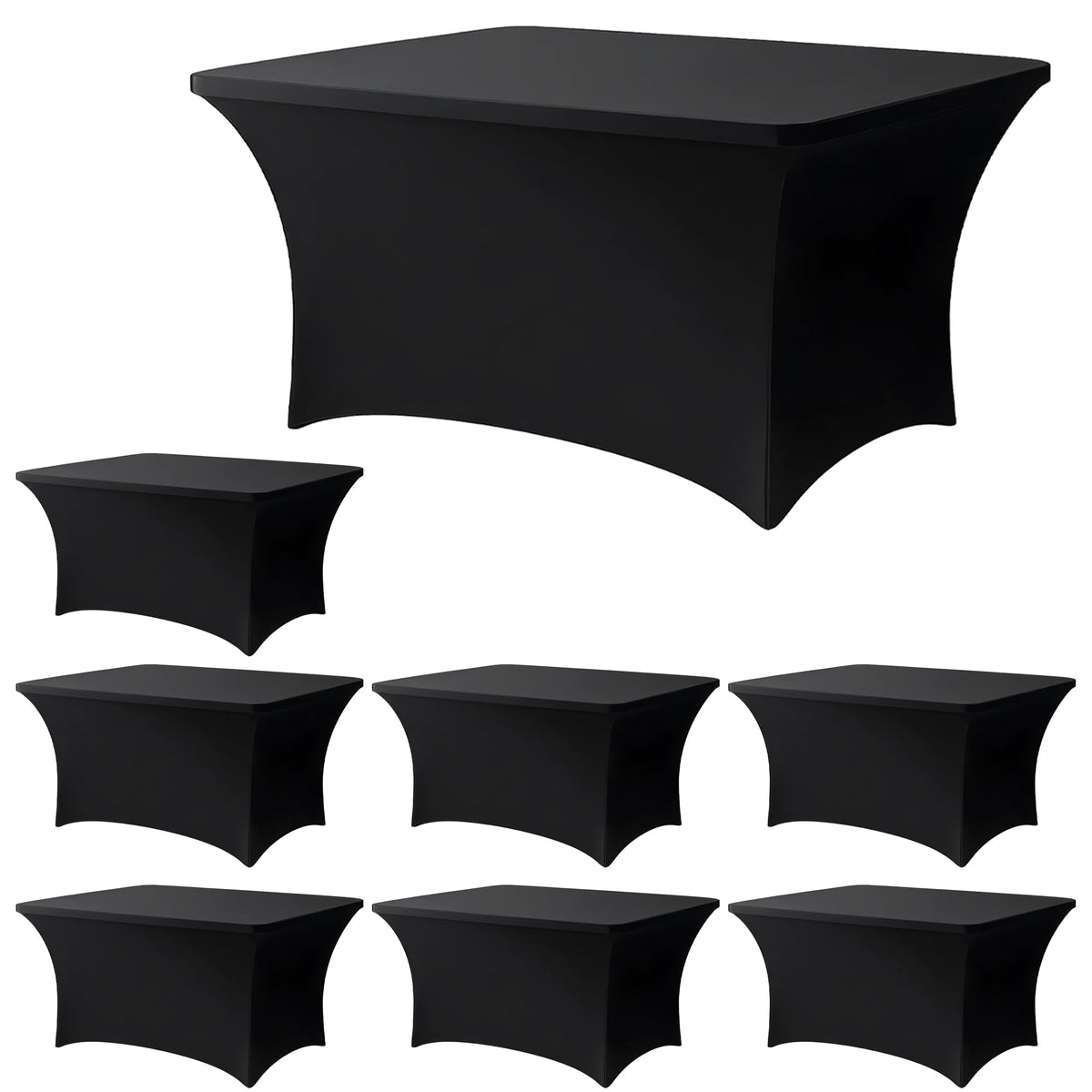 6FT Black Table Cloth - 2 Pack Fitted Stretch Rectangle Spandex Tablecloth, Washable Table Cover for Party, Picnic, Wedding, Banquet, Birthday and Festival(30" x 72")