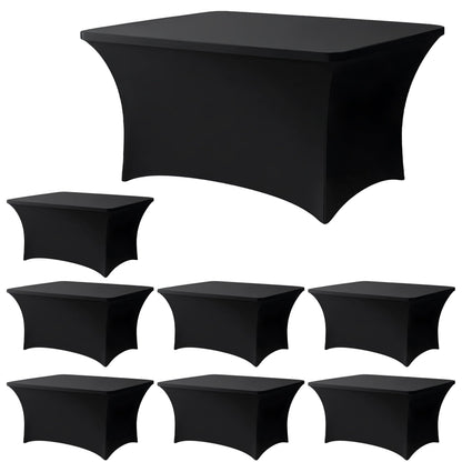 6FT Black Table Cloth - 2 Pack Fitted Stretch Rectangle Spandex Tablecloth, Washable Table Cover for Party, Picnic, Wedding, Banquet, Birthday and Festival(30" x 72")