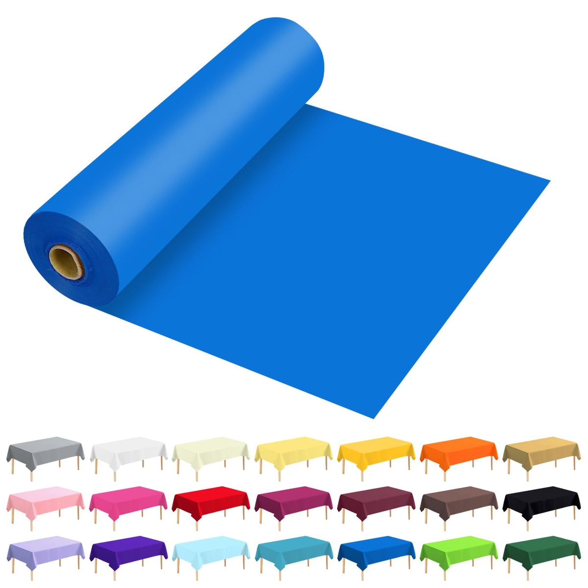 54 Inch X 300 Feet Plastic Table Cover Roll Premium Disposable Plastic Tablecloth for All Type/Shape Tables | Picnic, Party, Banquet, Birthdays, Weddings (Blue, 54 Inch X 300 Feet)