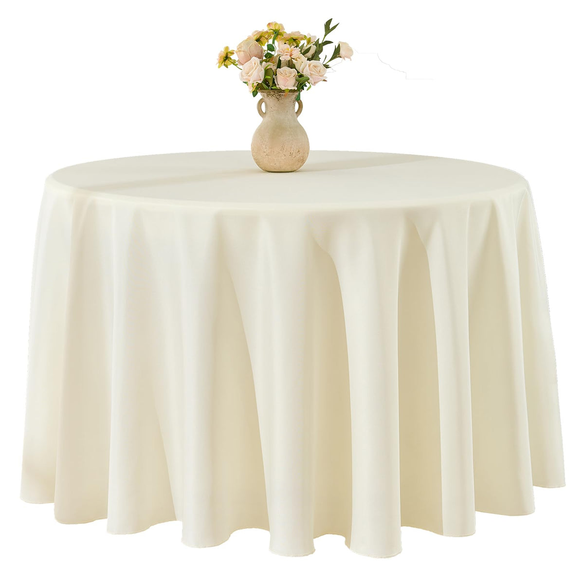 VidaFete 6 Pack 120inch Round Tablecloth Polyester Table Cloth, White