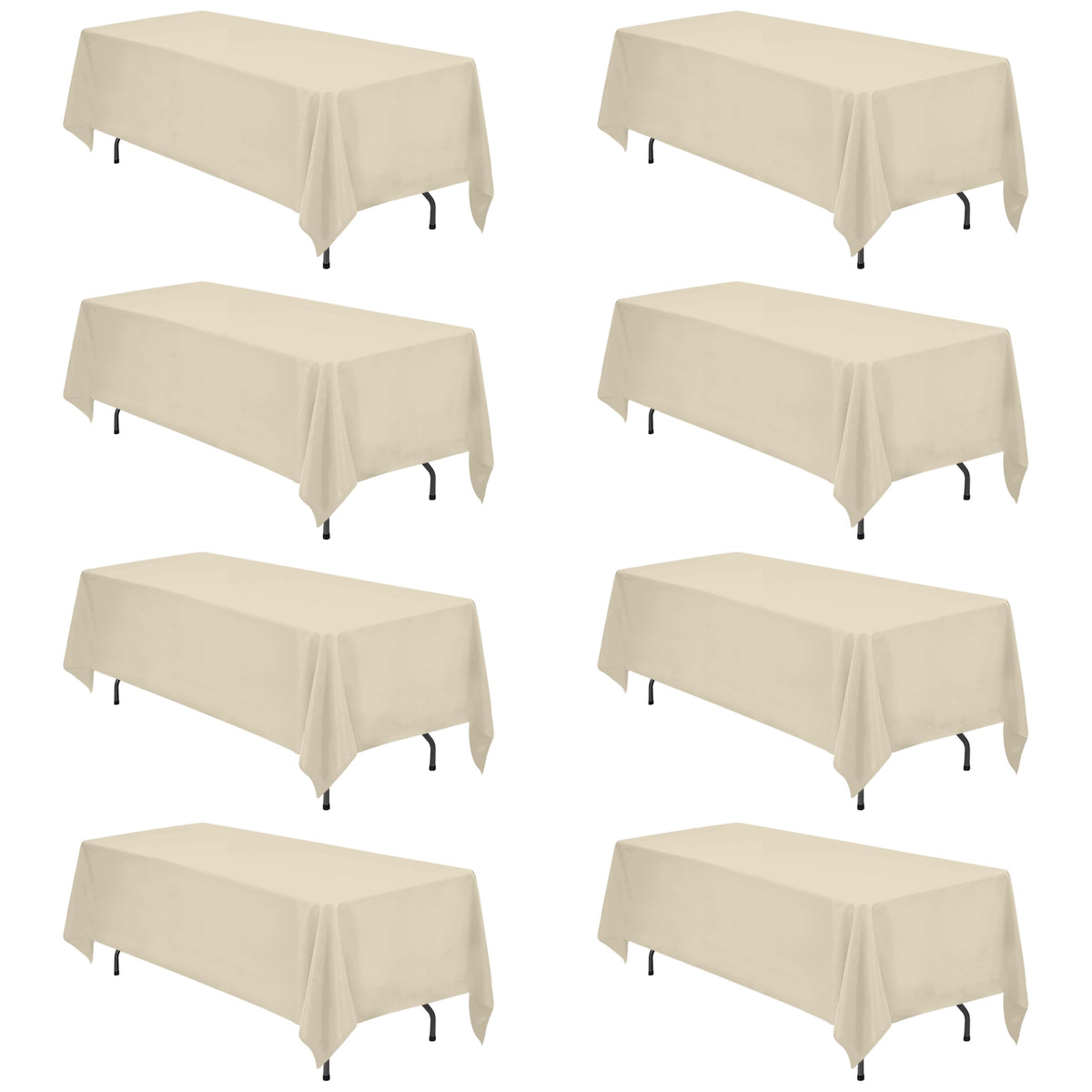 BRILLMAX 6 Pack Ivory Tablecloths 60x102 Inch for 6ft Rectangle Tables