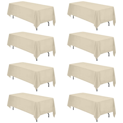 BRILLMAX 6 Pack Ivory Tablecloths 60x102 Inch for 6ft Rectangle Tables