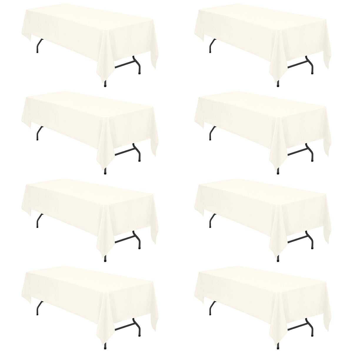 BRILLMAX 6 Pack Ivory Tablecloths 60x102 Inch for 6ft Rectangle Tables