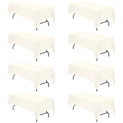 BRILLMAX 6 Pack Ivory Tablecloths 60x102 Inch for 6ft Rectangle Tables