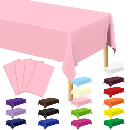 QZYL 4 Packs White Plastic Tablecloth, Large Sturdy Disposable Table Cloth