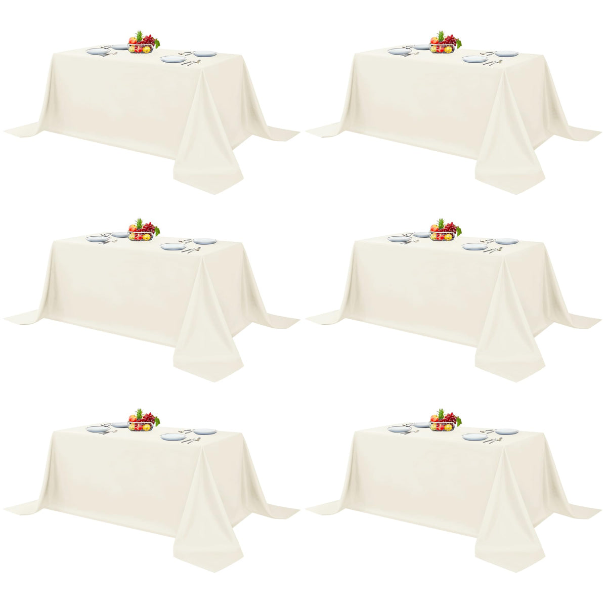 Fitable 6 Pack Black Tablecloths 70x120 Inch for 6-8 Ft Rectangle Tables