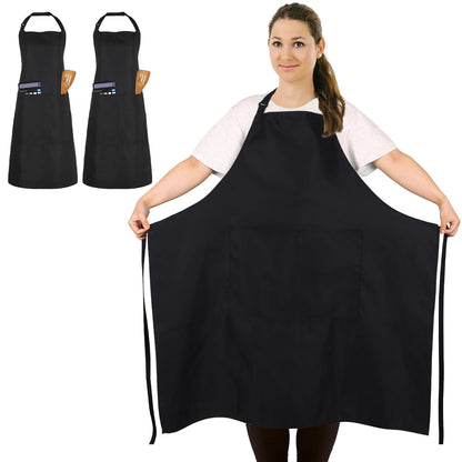 2 Pack Plus Size Waterproof Cooking Chef Apron with 2 Pockets for Men Women