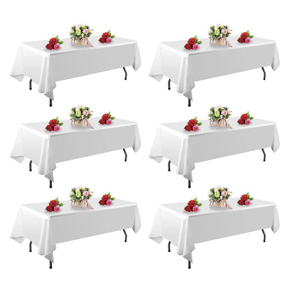 FINDYOU 10 Pack White Table Cloth Rectangle Table 60 x 102 Inch Tablecloths for 6 Foot Rectangle Tables. Stain and Winkle Resistant Polyester Washable White TableCloths for Parties Wedding Dining