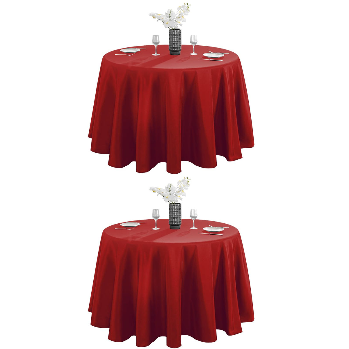 VidaFete 6 Pack 120inch Round Tablecloth Polyester Table Cloth, White