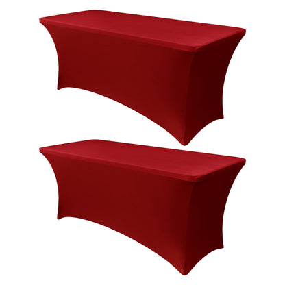 Obstal 6ft Stretch Black Spandex Table Cloth 2 Pack for Folding Tables