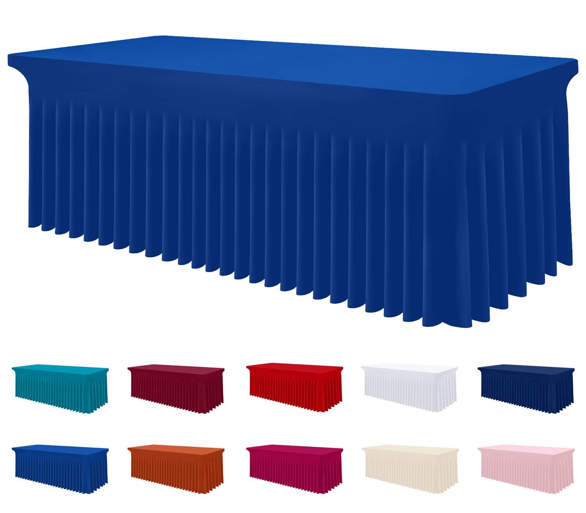 Smiry Spandex Elastic Fitted Table Cloth Skirt for 6FT Rectangle Table