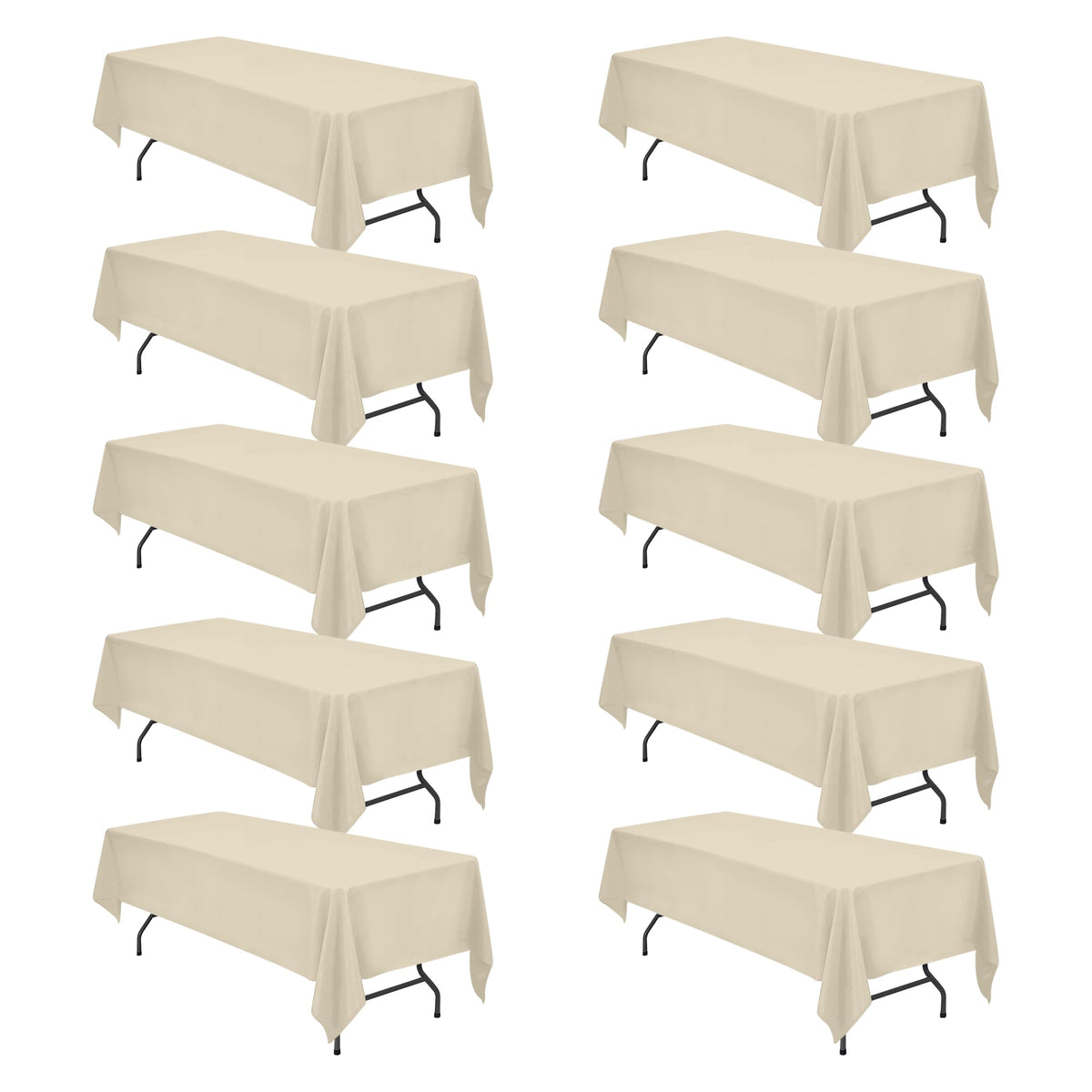 BRILLMAX 6 Pack Ivory Tablecloths 60x102 Inch for 6ft Rectangle Tables