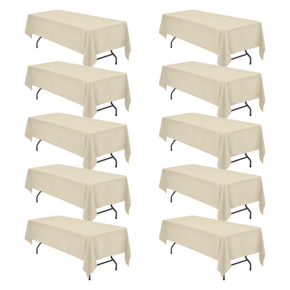 BRILLMAX 6 Pack Ivory Tablecloths 60x102 Inch for 6ft Rectangle Tables