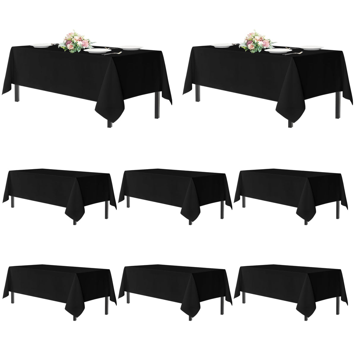 sancua Rectangle Tablecloth, 60 x 84 Inch, Black