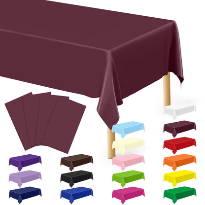 QZYL 4 Packs White Plastic Tablecloth, Large Sturdy Disposable Table Cloth