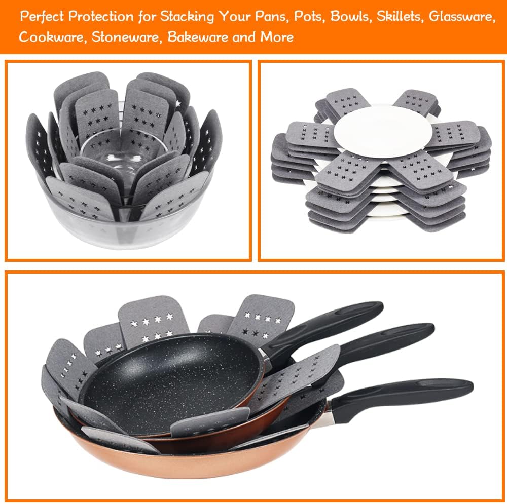 BYKITCHEN Felt Pot and Pan Protectors for Stacking, 3 Sizes, Separator Pads