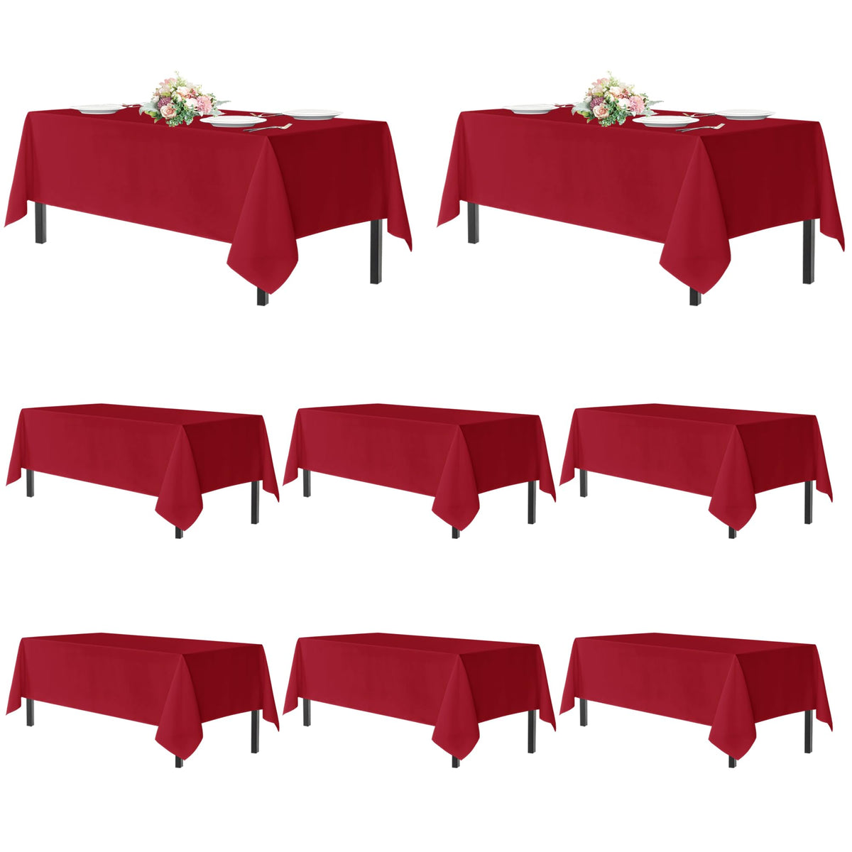 sancua 2 Pack Black Tablecloths 60x102 Inch for 6 Feet Rectangle Tables