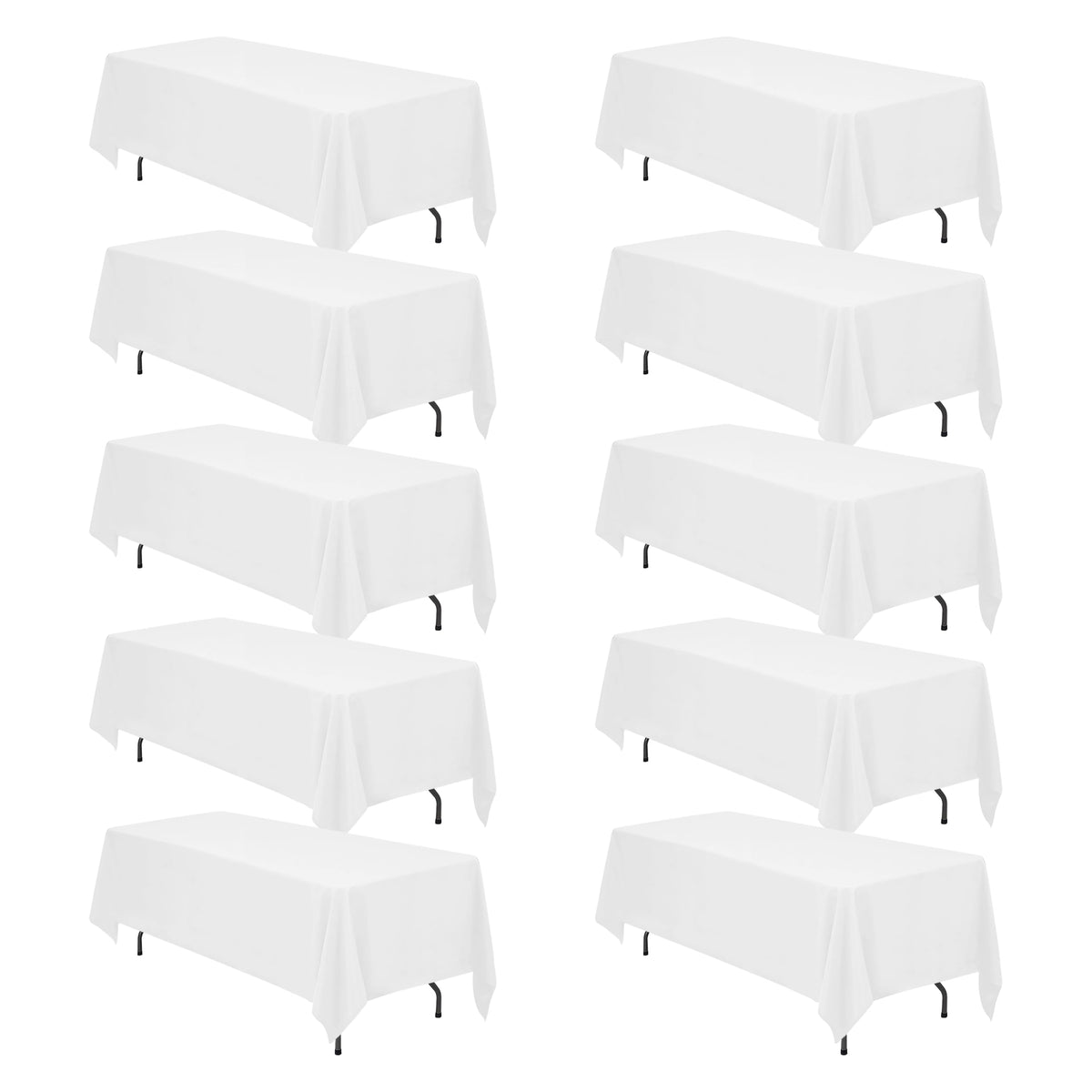BRILLMAX 6 Pack Ivory Tablecloths 60x102 Inch for 6ft Rectangle Tables