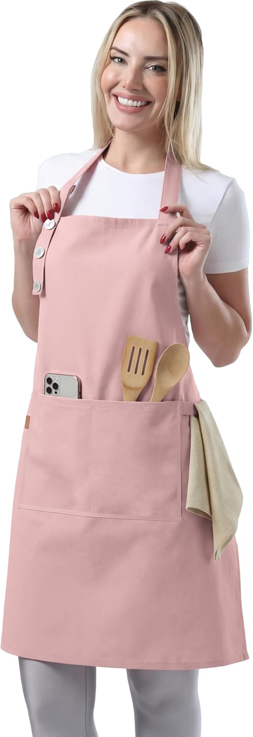 TOSHE Kitchen Apron for Women & Men Waterdrop Resistant, Adjustable Button