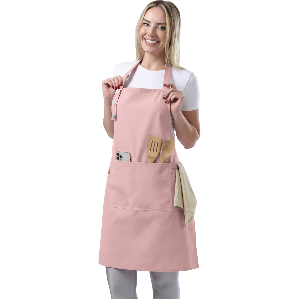 TOSHE Kitchen Apron for Women & Men Waterdrop Resistant, Adjustable Button
