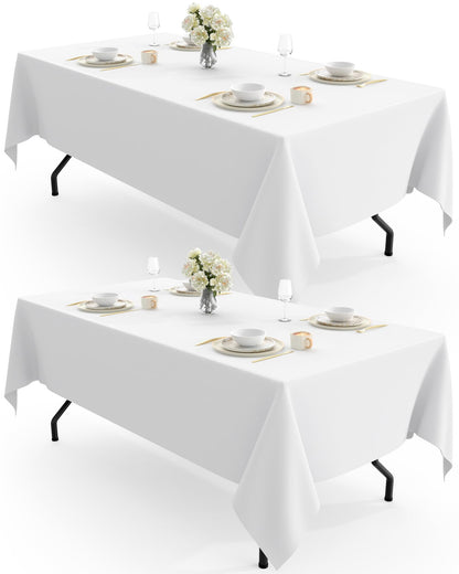Pureegg Polyester Tablecloth 60" x 102" Reusable Washable 2 Pack Black