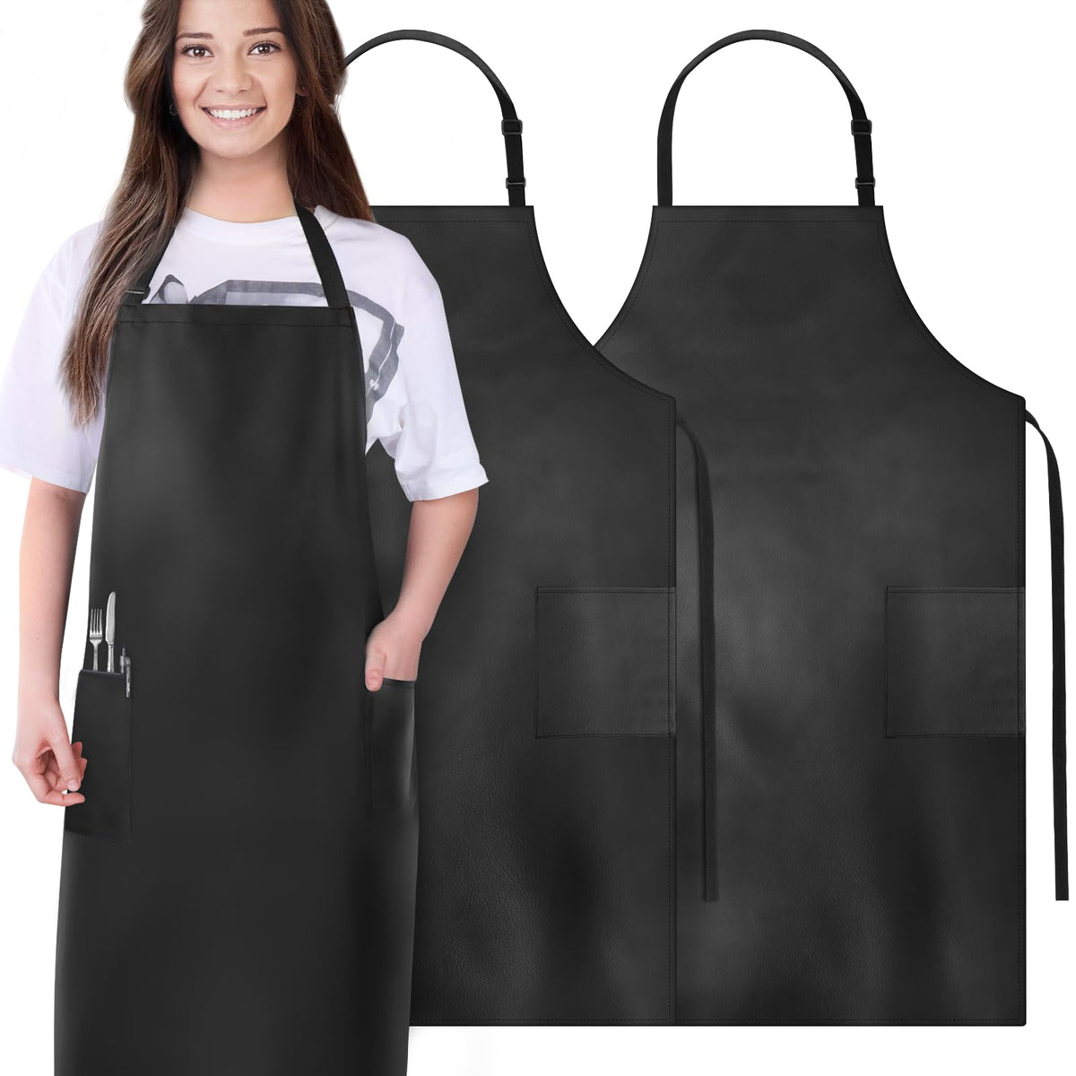 Waterproof Rubber Apron Adjustable Dishwasher Apron - Heavy Duty Work Apron